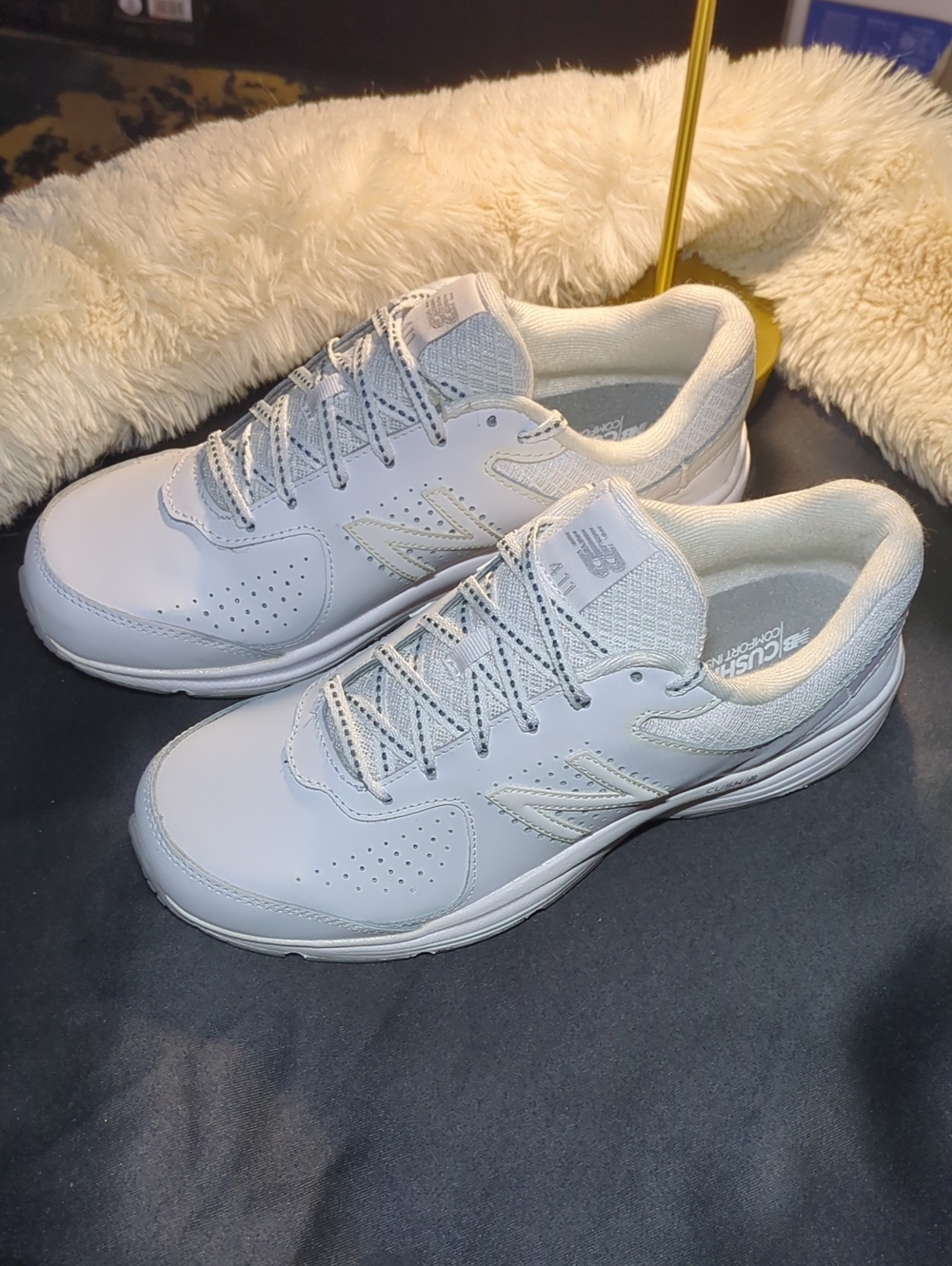 New Balance 411 Women's White Leather Walking Sneakers Size 9.5 NOW ONLY $40